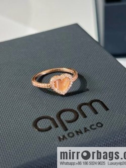 APM Monaco pink mother shell love ring