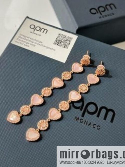 APM Monaco pink mother shell love pendant earrings
