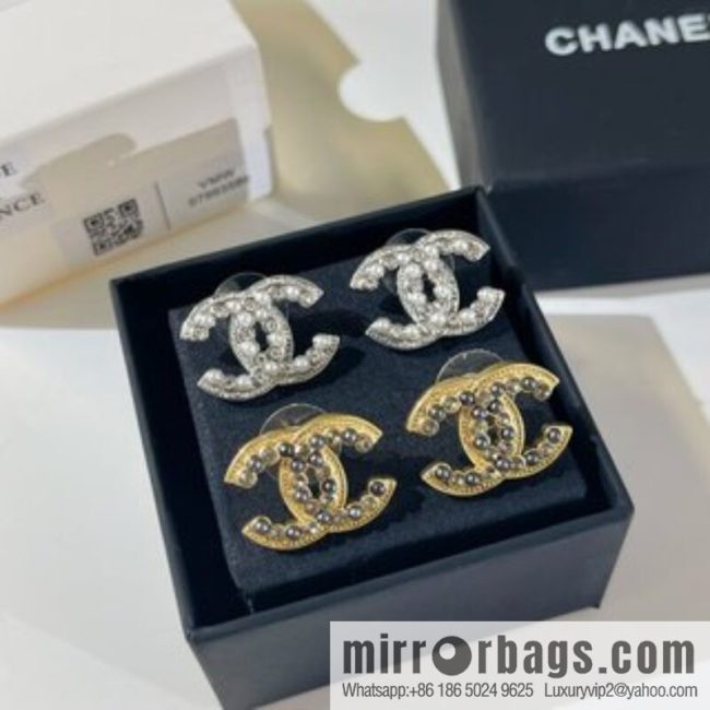 New ☑️ CHANEL Chanel double c pearl stud earrings