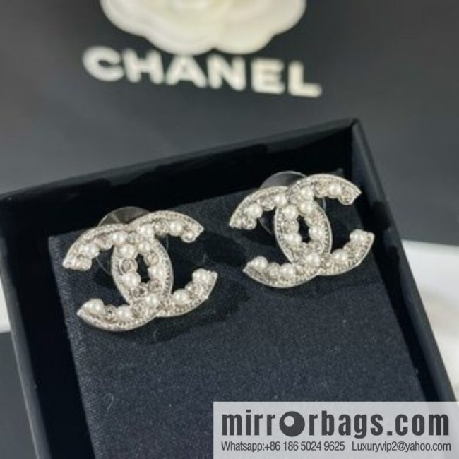 New ☑️ CHANEL Chanel double c pearl stud earrings - Image 2