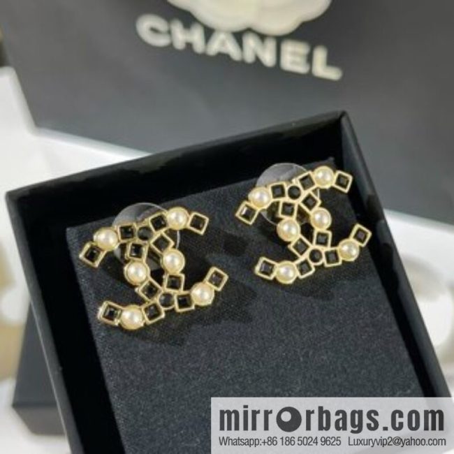 New ☑️ CHANEL Chanel double c pearl stud earrings - Image 3