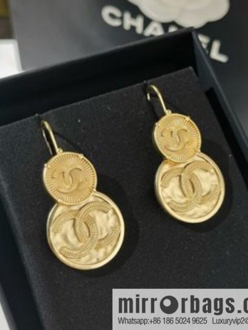New ☑️ CHANEL Chanel double c ancient round gold coin stud earrings