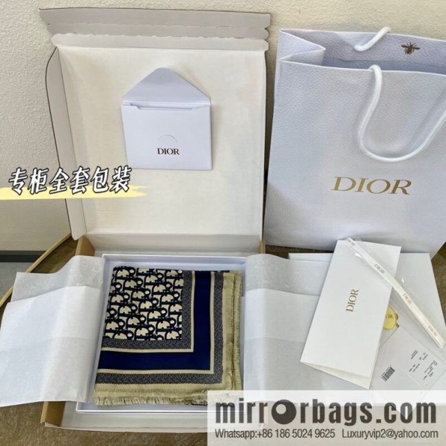 Dior Oblique printed silk square with loose beard edge