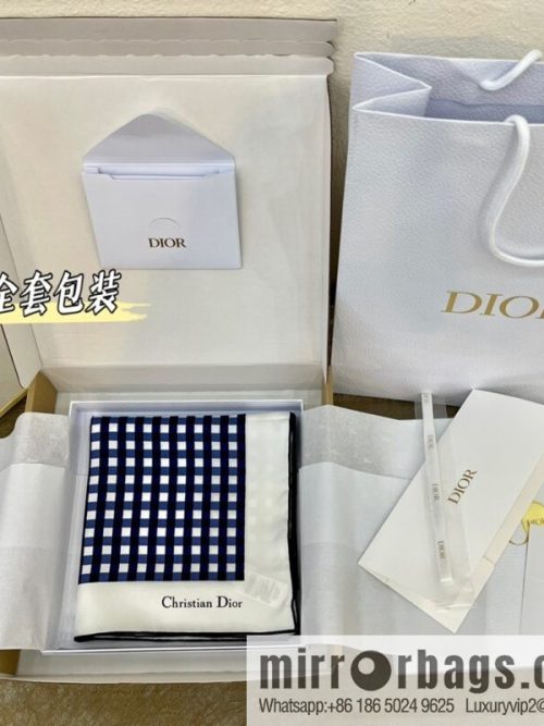 Dior 100% Mulberry Silk D-Little Vichy Square Towel