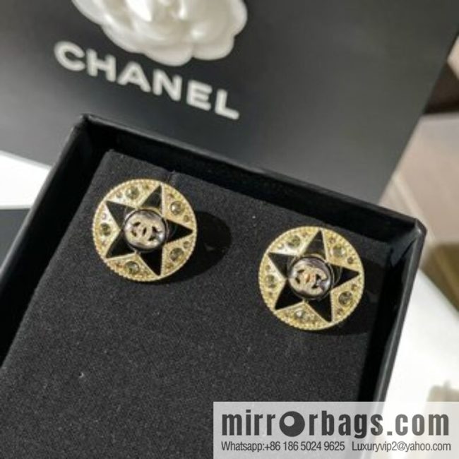 New ☑️ CHANEL Chanel double c pentagram ⭐ star stud earrings - Image 3