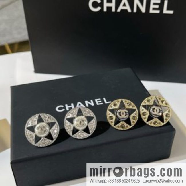 New ☑️ CHANEL Chanel double c pentagram ⭐ star stud earrings