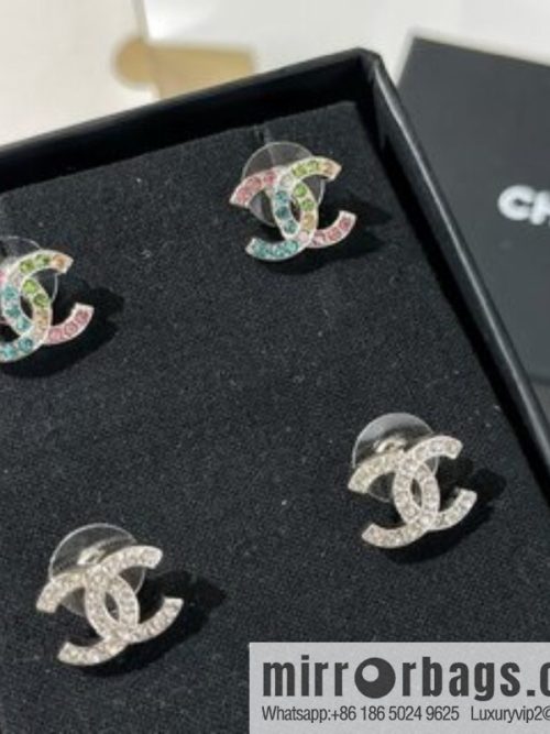 New ☑️ CHANEL Chanel double c full diamond stud earrings