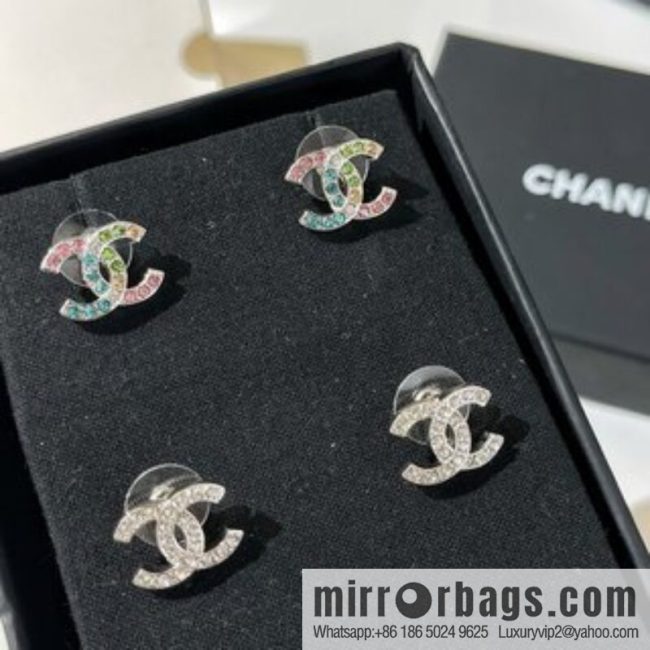 New ☑️ CHANEL Chanel double c full diamond stud earrings