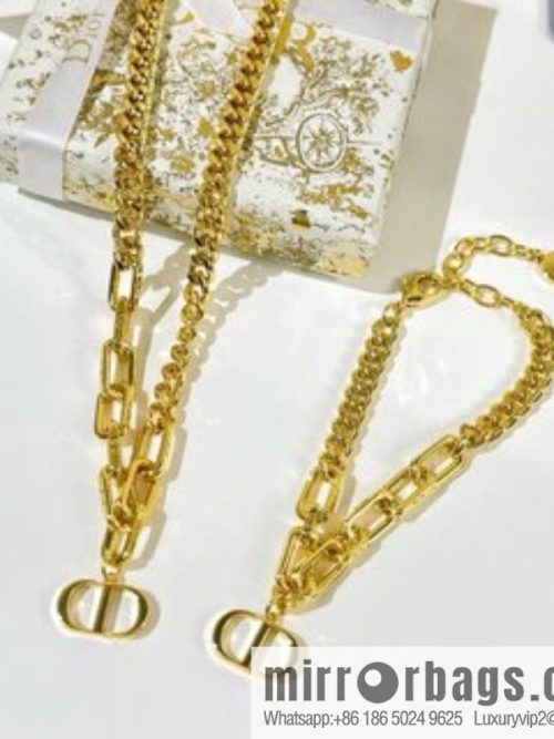 New ☑️ DIOR Dior gold CD necklace bracelet