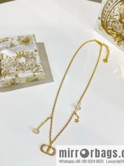 New ☑️ DIOR Dior gold CD pearl star necklace