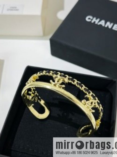 New ☑️ CHANEL Chanel double c cut-out black leather rope bracelet
