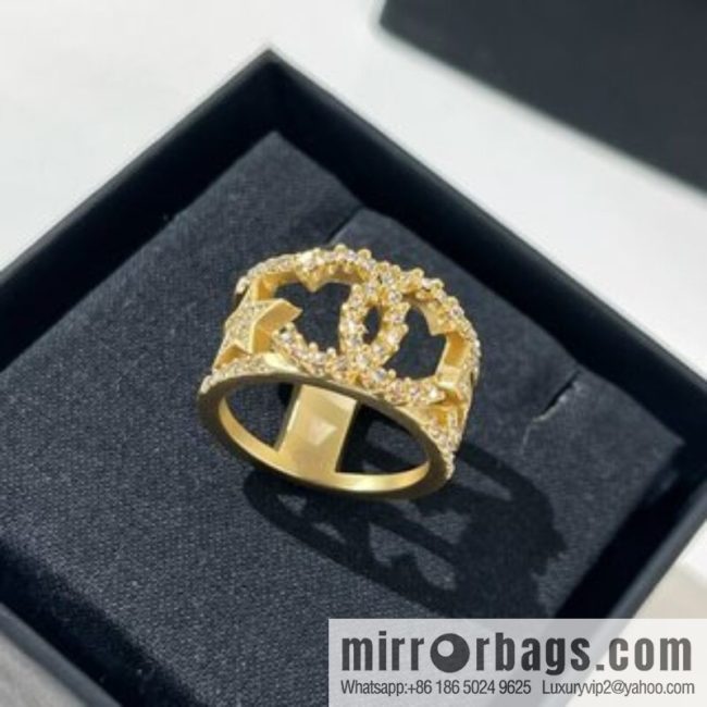 New ☑️ CHANEL Chanel cut-out double c star 5 character full diamond ring