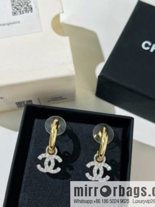 New ☑️ CHANEL Chanel full diamond double c stud earrings