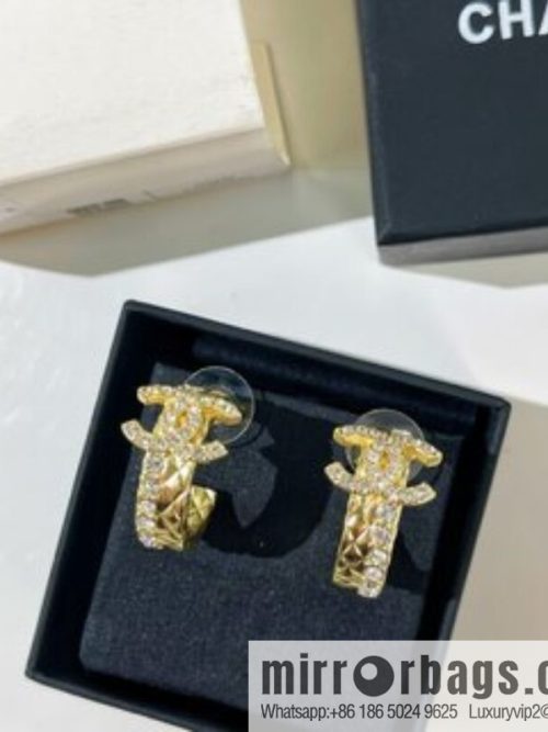 New ☑️ CHANEL Chanel full diamond double c diamond stud earrings