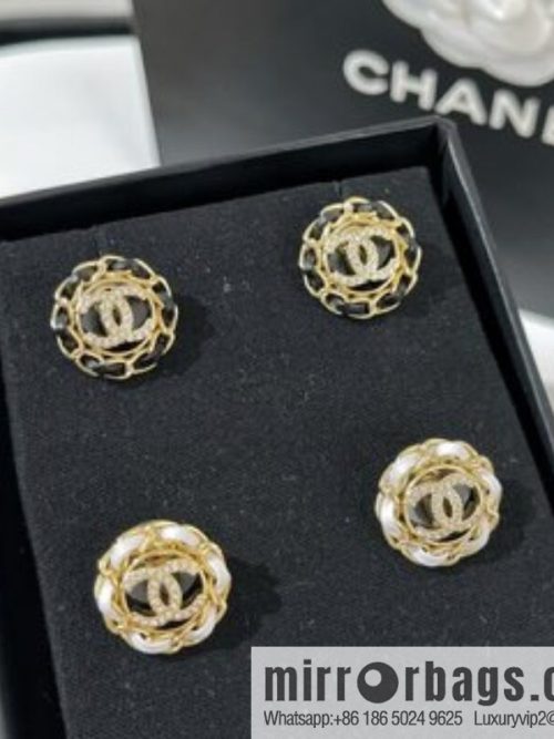New ☑️ CHANEL Chanel double c black leather rope stud earrings