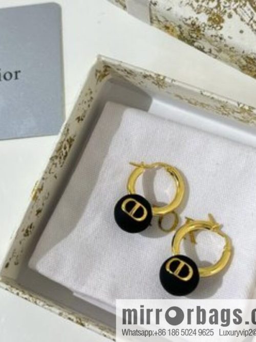 New ☑️ DIOR Dior CD black pearl stud earrings