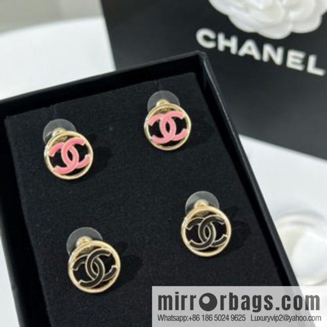 New ☑️ CHANEL Chanel double c round stud earrings