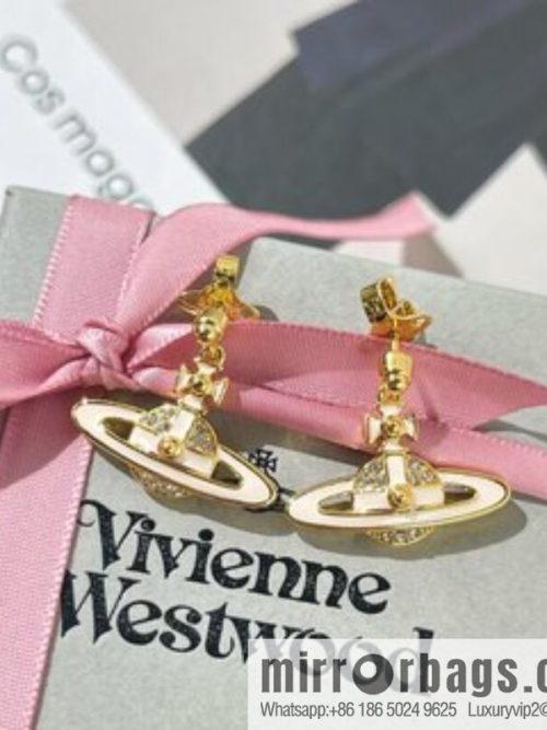 New ☑️ Vivienne Westwood Queen Mother full diamond Saturn stud earrings