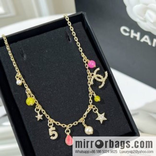 New ☑️ CHANEL Chanel double c tassel colored bead necklace