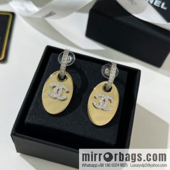New ☑️ CHANEL Chanel double c oval, stud earrings