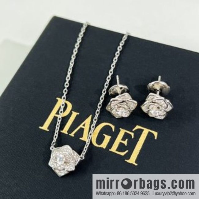 Piaget rose stud earrings necklace