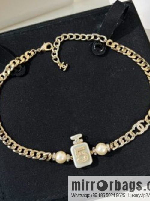 New ☑️ CHANEL Chanel choker 5 word perfume bottle pearl necklace necklace necklace