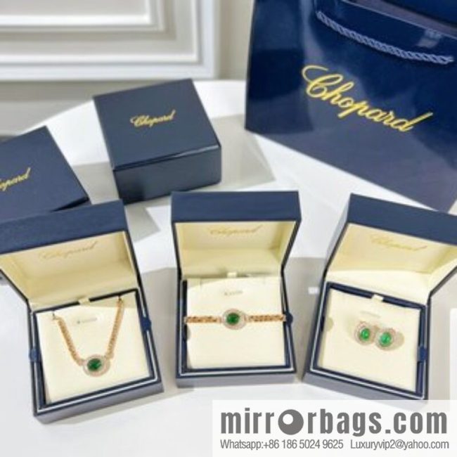 Chopard PRECIOUS LACE VAGUE Green diamond necklace bracelet stud earrings