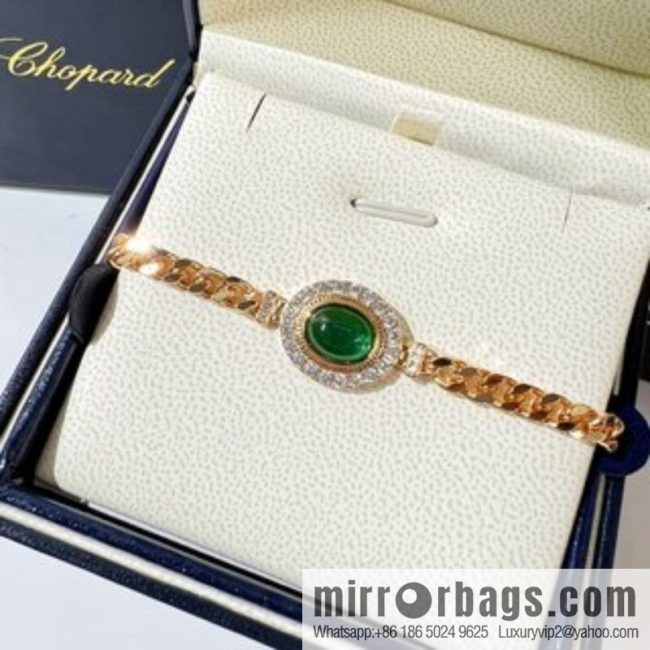 Chopard PRECIOUS LACE VAGUE Green diamond necklace bracelet stud earrings - Image 2