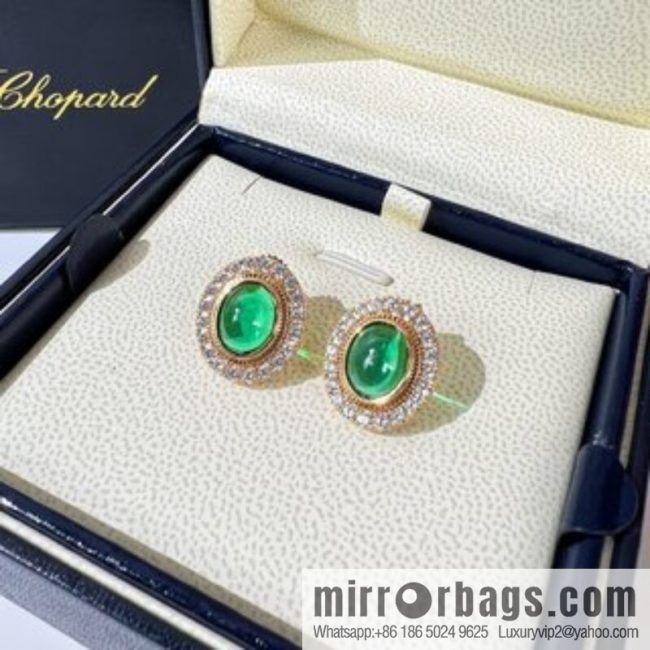 Chopard PRECIOUS LACE VAGUE Green diamond necklace bracelet stud earrings - Image 4