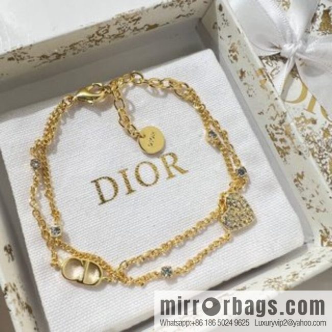 New ☑️ DIOR Dior CD peach heart double layer bracelet necklace - Image 2