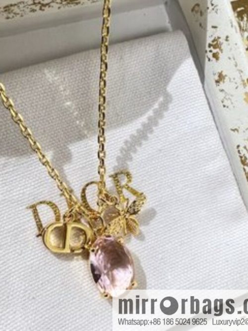 New ☑️ DIOR Dior CD pink bee necklace
