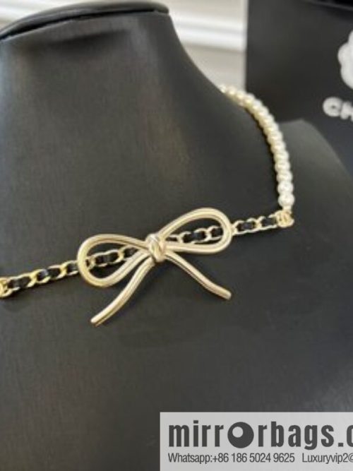 New ☑️ CHANEL Chanel Double C Bow Pearl Necklace