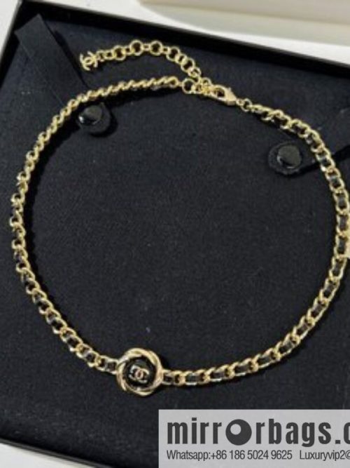 New ☑️ CHANEL Chanel double c black leather rope necklace necklace