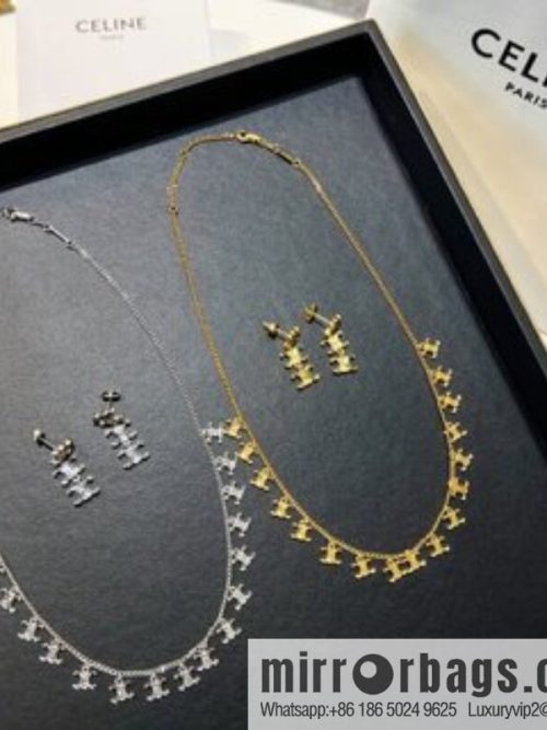 Celine Arc de Triomphe fringed necklace earrings
