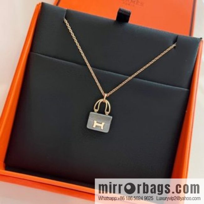 ❤️New ☑️ Hermès HERMES black jade bag necklace