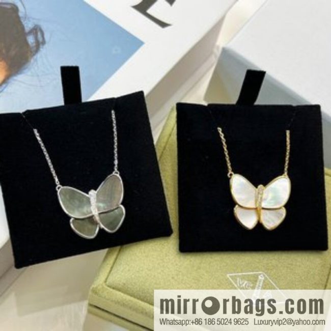Van Cleef & Arpels White shells, grey shells, butterfly necklace