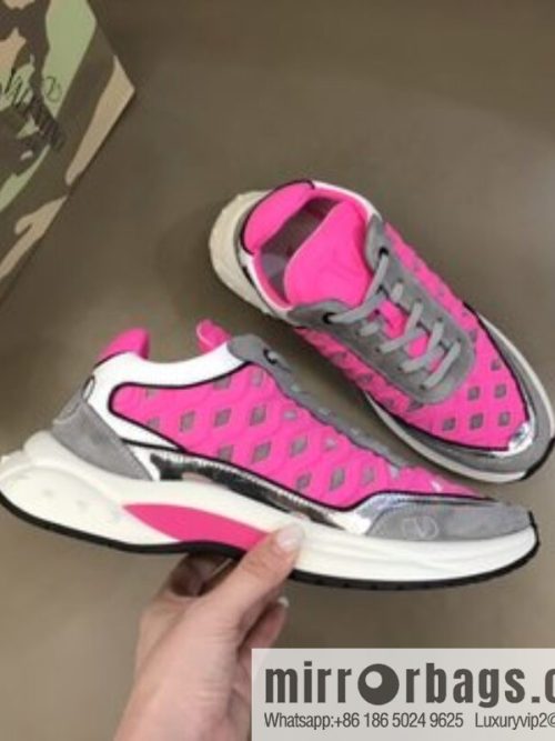 Valentino His & Hers Lycra fabric, suede and metallic calfskin sneakers