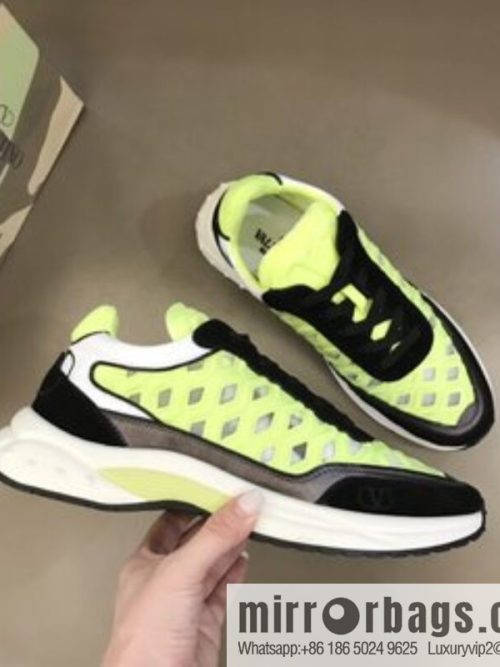 Valentino His & Hers Lycra fabric, suede and metallic calfskin sneakers