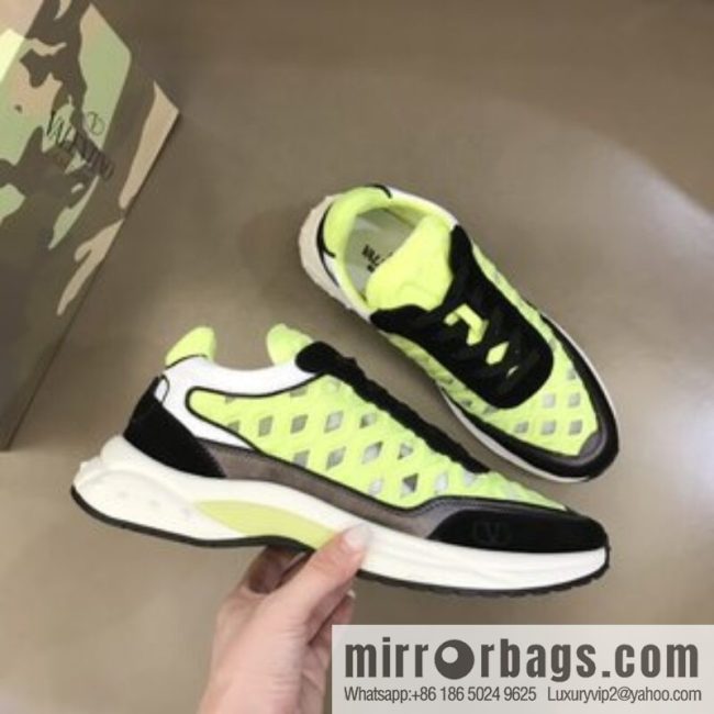 Valentino His & Hers Lycra fabric, suede and metallic calfskin sneakers