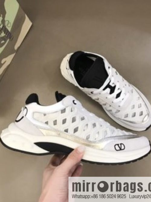 Valentino His & Hers Lycra fabric, suede and metallic calfskin sneakers