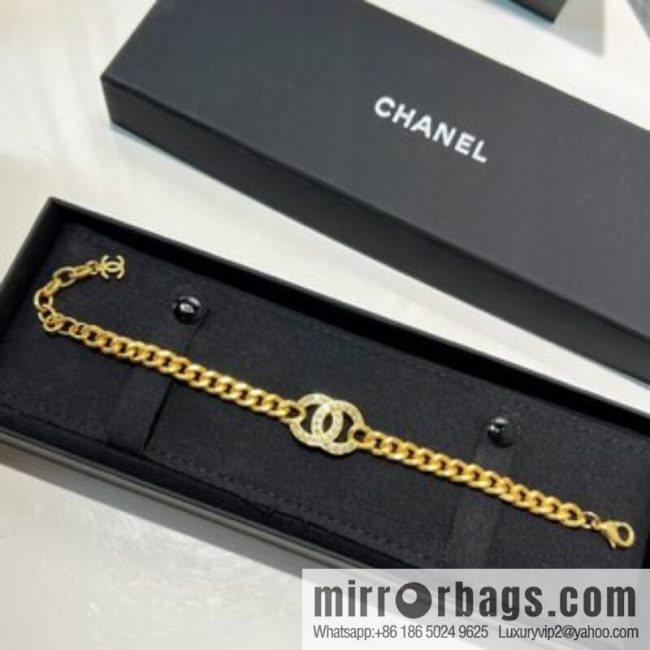 New ☑️ CHANEL Chanel gold double c full diamond necklace bracelet - Image 2