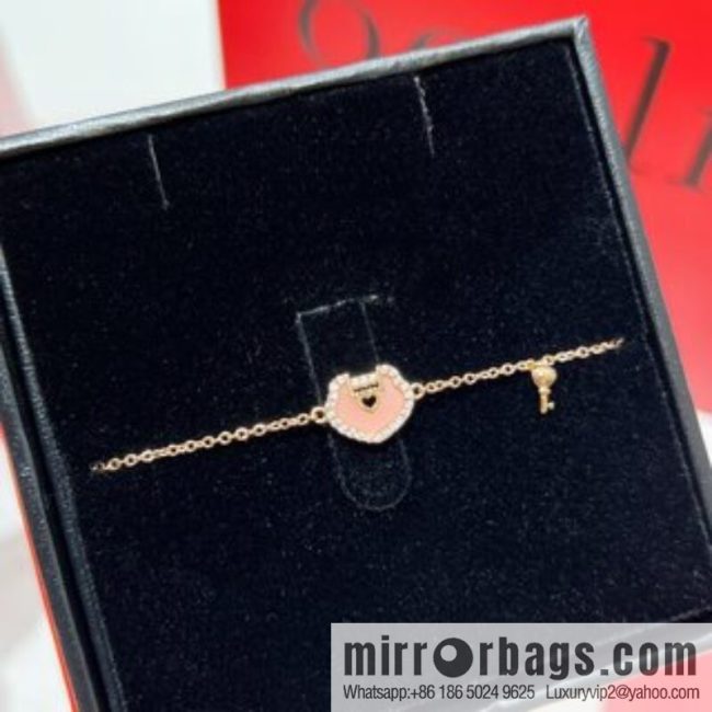 Qeelin Qixi Festival small pink lock bracelet necklace - Image 2
