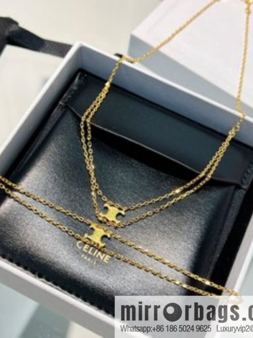 New Celine Arc de Triomphe gold double bracelet necklace