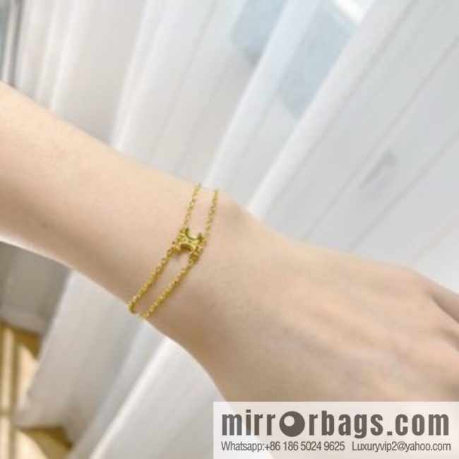 New Celine Arc de Triomphe gold double bracelet necklace - Image 2