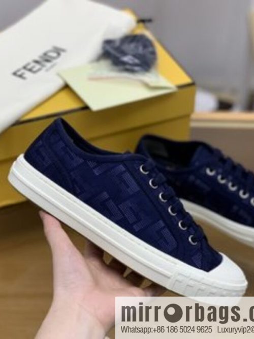 Fendi Fendi, White and Light Grey Jacquard FF Pattern His & Hers Canvas Shoes