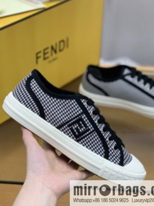 Fendi Fendi, White and Light Grey Jacquard FF Pattern His & Hers Canvas Shoes