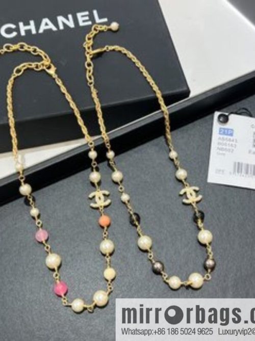 New ☑️ CHANEL Chanel Double C Color Pearl Necklace