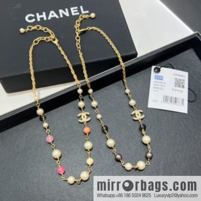 New ☑️ CHANEL Chanel Double C Color Pearl Necklace