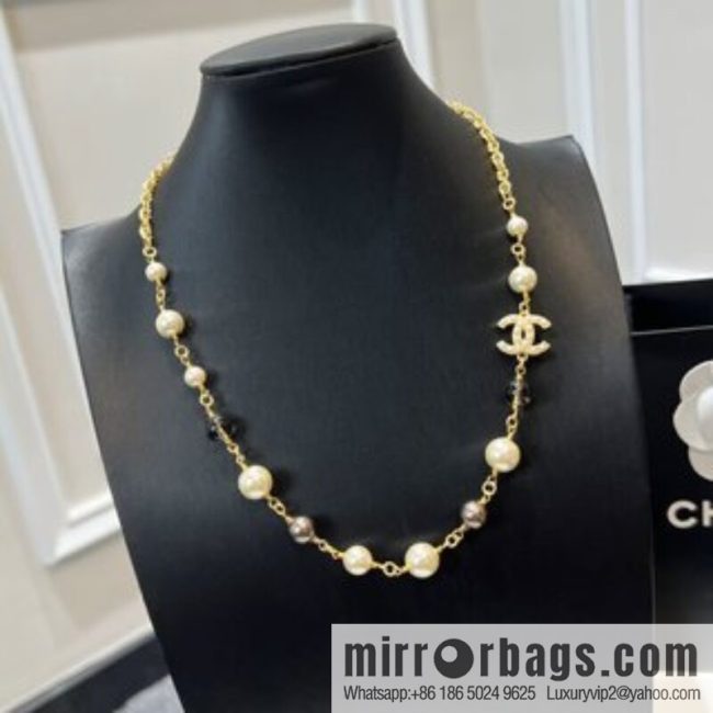 New ☑️ CHANEL Chanel Double C Color Pearl Necklace - Image 2