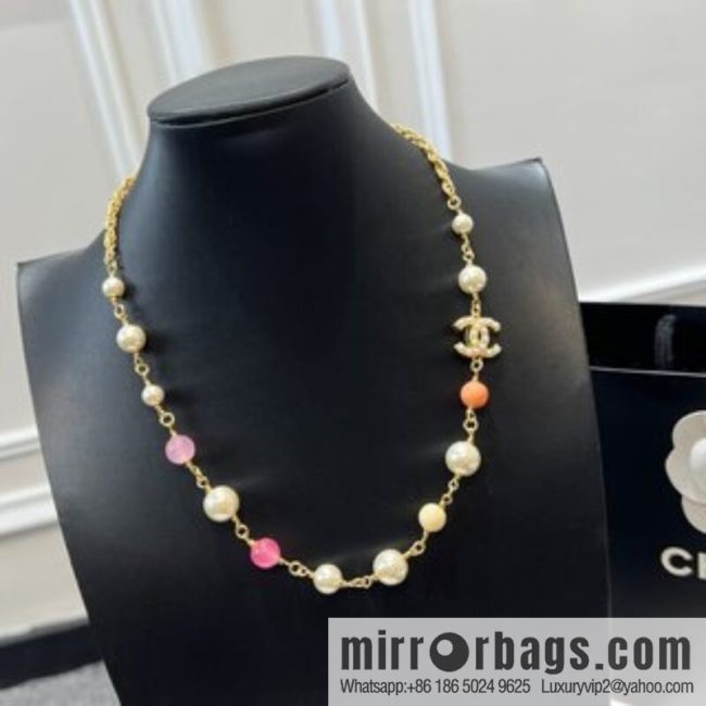 New ☑️ CHANEL Chanel Double C Color Pearl Necklace - Image 3